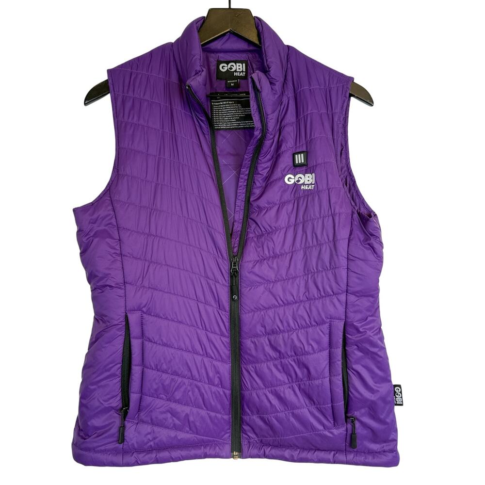 Gobi Womens Heated Puffer Vest Purple w Battery - M